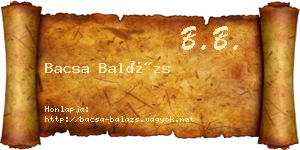 Bacsa Balázs névjegykártya
